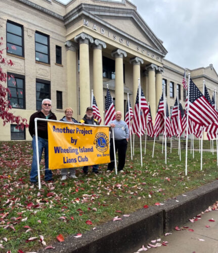 Wheeling Island Lions Club Flies 'Flags for Heroes' Outside Madison Elementary School